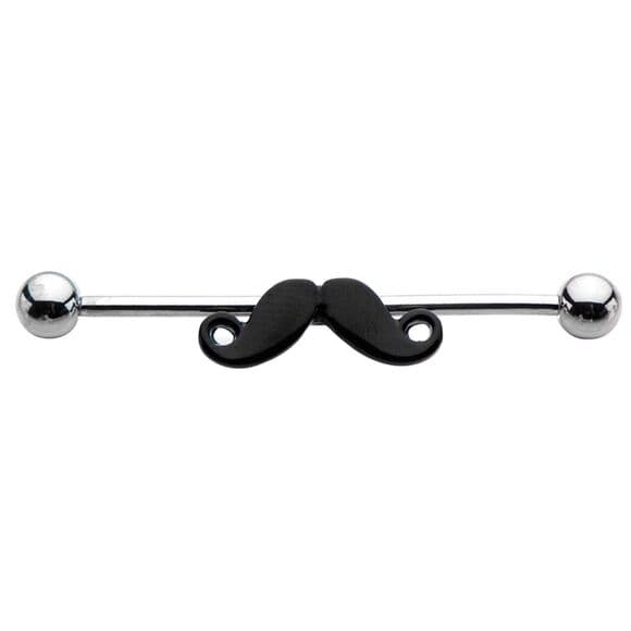 Mustache Industrial Barbell 14g 316L Stainless Steel Piercing 1 3/8” - Thumbnail 3