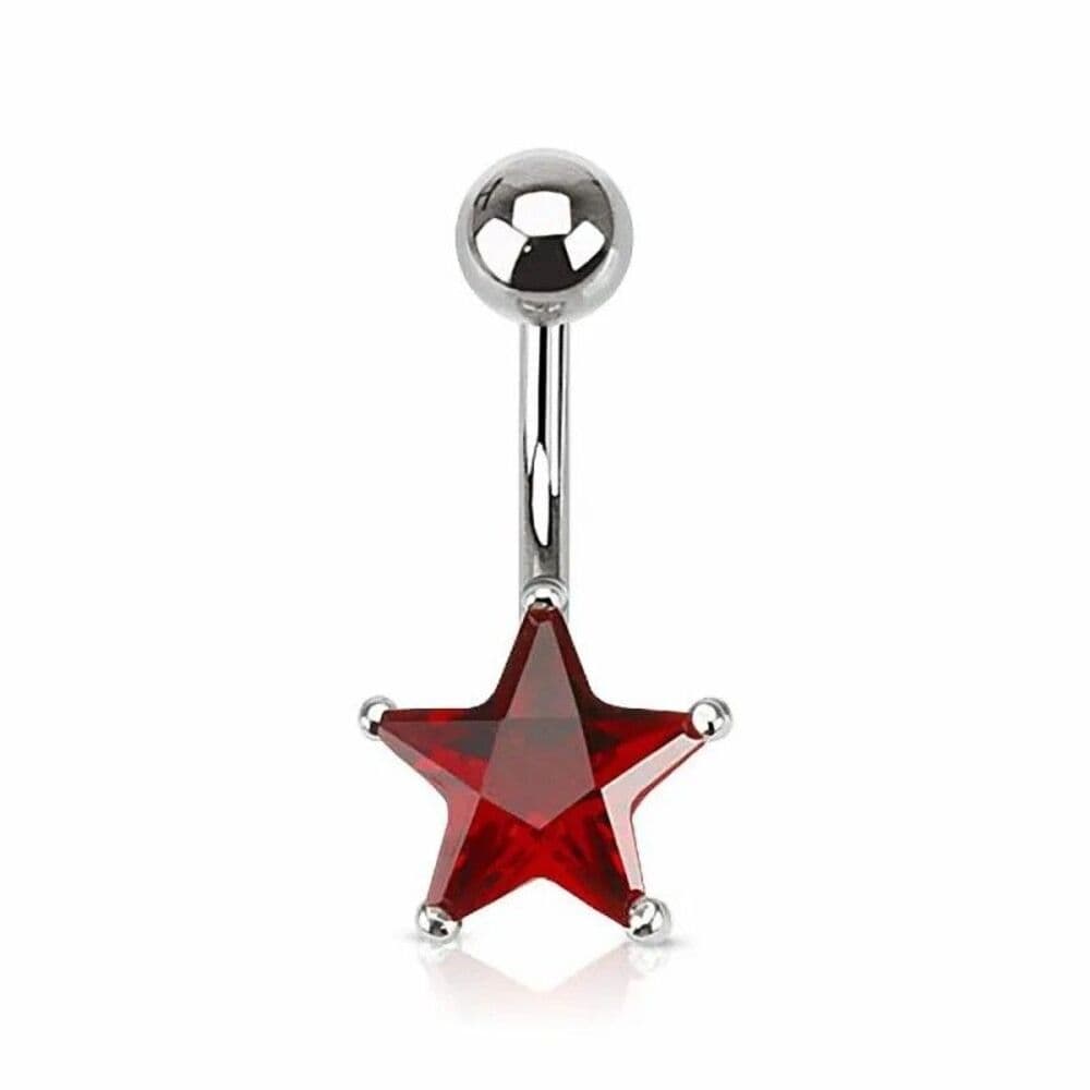 Star Navel Ring 14G 3/8” (9.5mm) CZ Prong Set 316L Surgical Steel (Set of 7) - Thumbnail 5