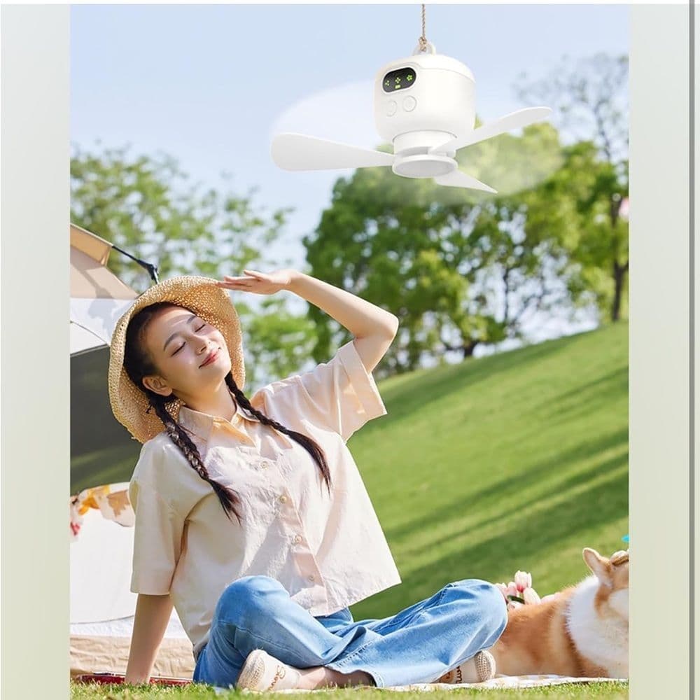 USB Rechargeable Tent Fan Ceiling Fan and Remote - Thumbnail 3