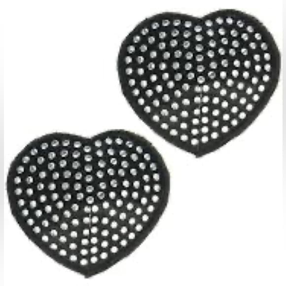 Gem-Covered Black Heart Pasties – Self-Adhesive, Handmade Sparkle Style - Thumbnail 4