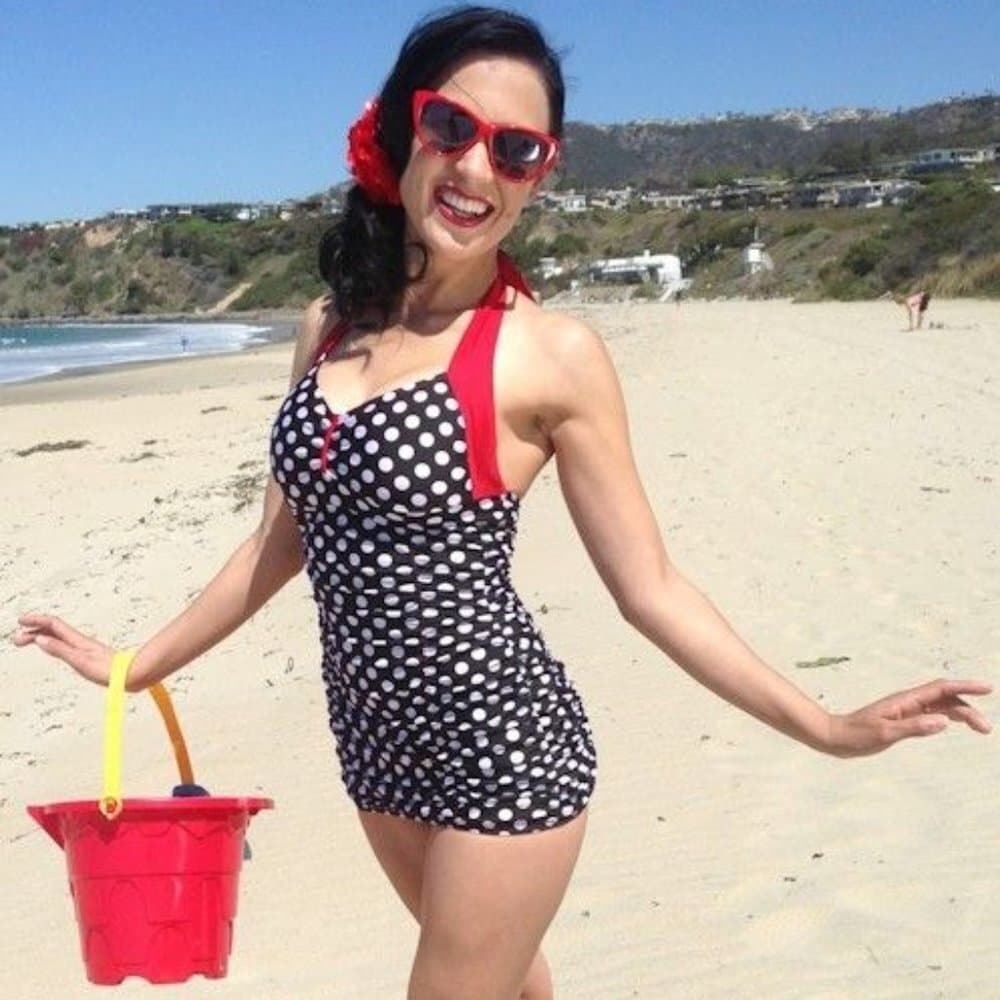 Lolita Girl Retro Pin-Up Bikini – Black White Polka Dot 2-Piece Swimsuit​ XL - Thumbnail 9