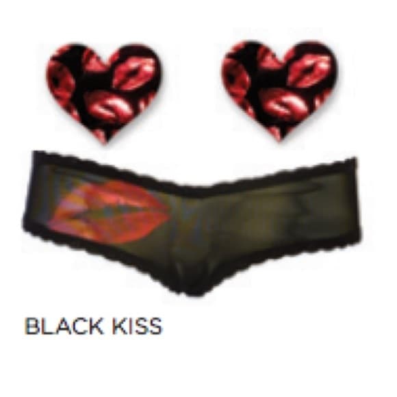 Bristols Six: Nippies Black Kiss & Cheeky Panty Set – Hot Pink/Red - Thumbnail 8
