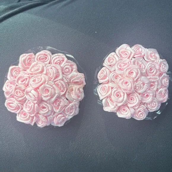 Handmade Baby Pink Rose Pasties – Self-Adhesive Floral Nipple Covers - Thumbnail 4