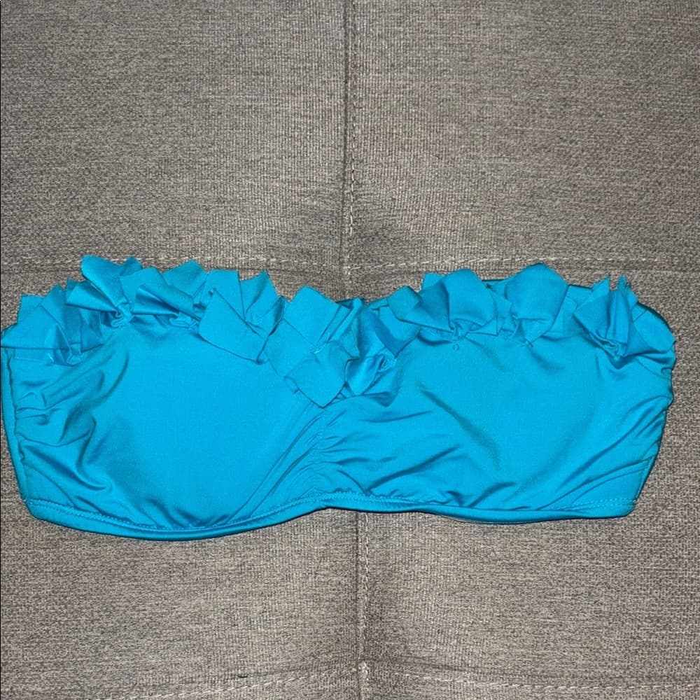 Kenneth Cole: Blue Bandeau Bikini Top with Ruffles - Thumbnail 2