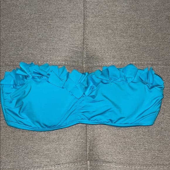 Kenneth Cole: Blue Bandeau Bikini Top with Ruffles - Thumbnail 3