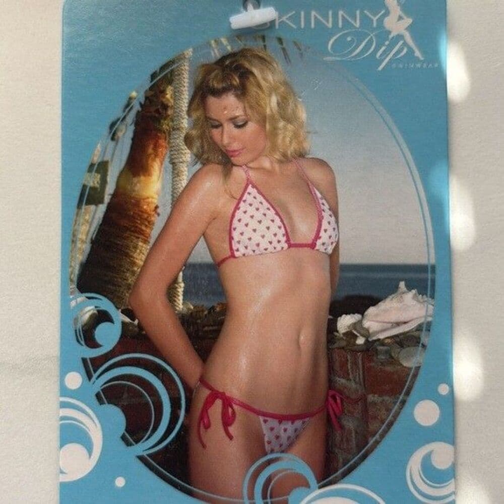 Leg Avenue Hot Pink & White Heart String Bikini Set Large - Thumbnail 5