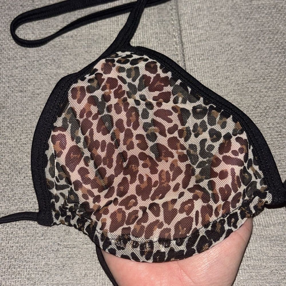 Dreamgirl: Sheer Leopard Lycra Net Bikini Top & Lined G-String Bottom​ S/M - Thumbnail 4