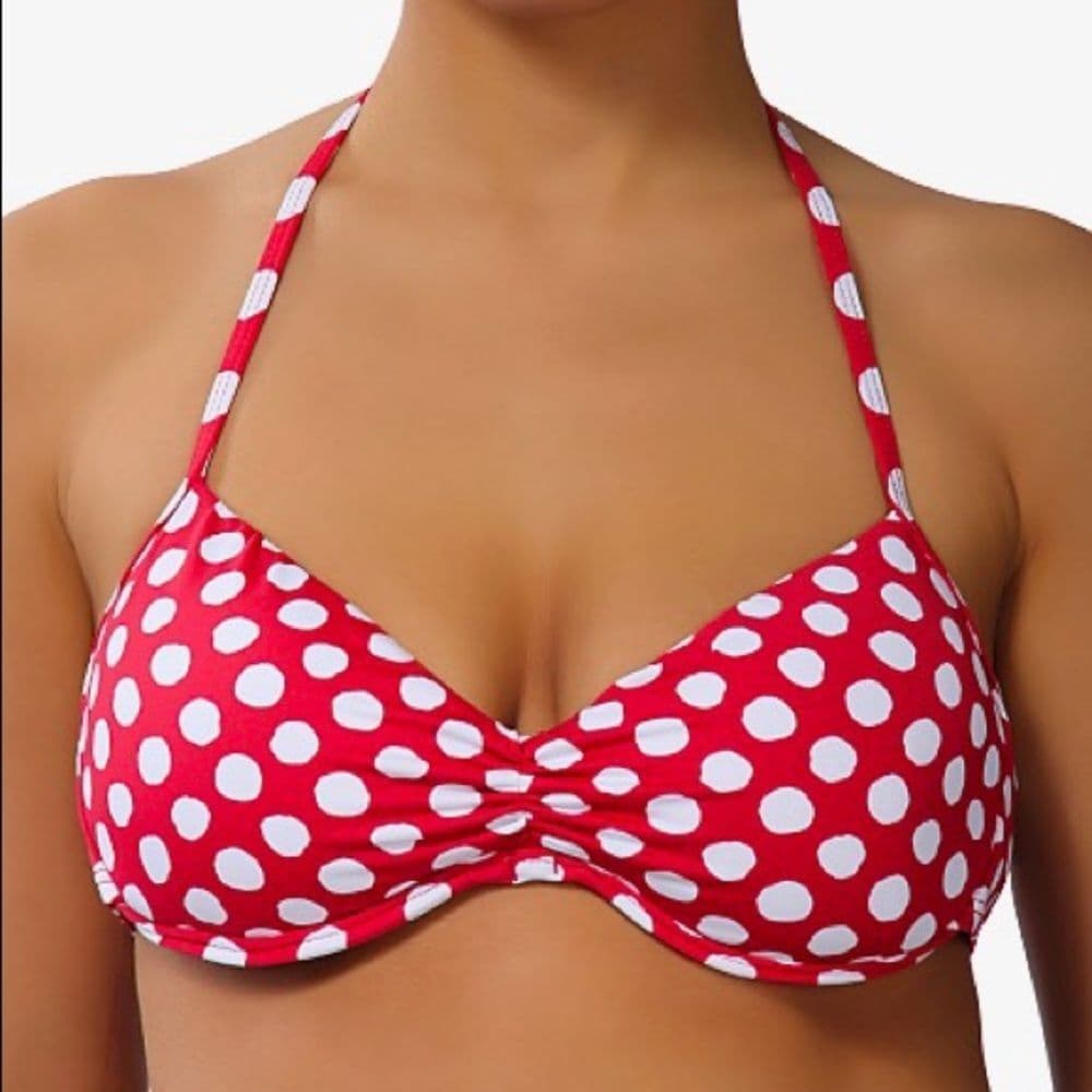 Kenneth Cole Reaction Polka Dot Halter Bikini Top Size S NWT Swimwear - Thumbnail 3