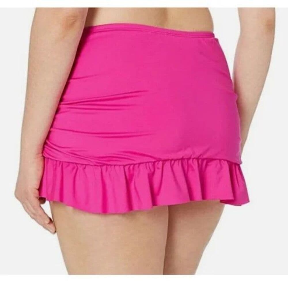 Kenneth Cole Reaction: Red Ruched Ruffle Skirted Bikini Bottom NWT size small - Thumbnail 4