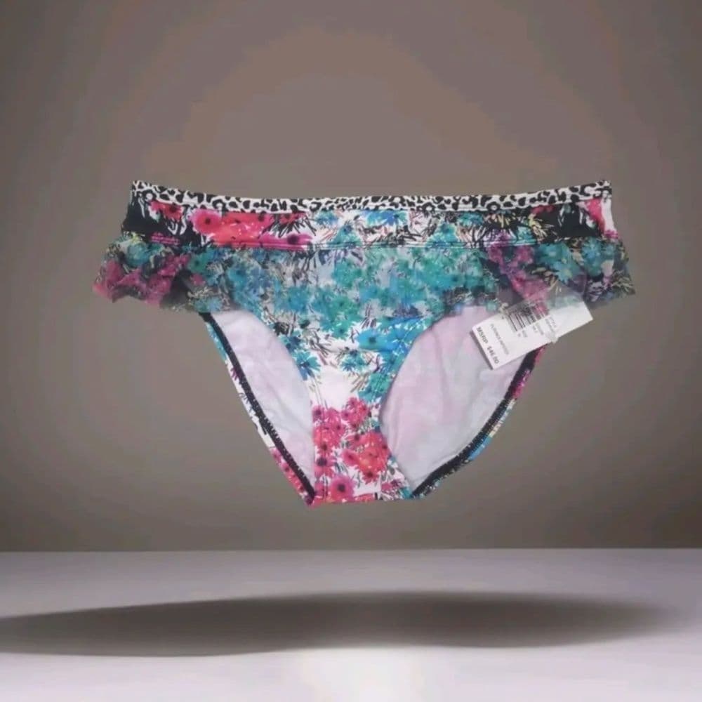 Kenneth Cole New York: Floral Mesh Ruffle Hipster Bikini Bottom