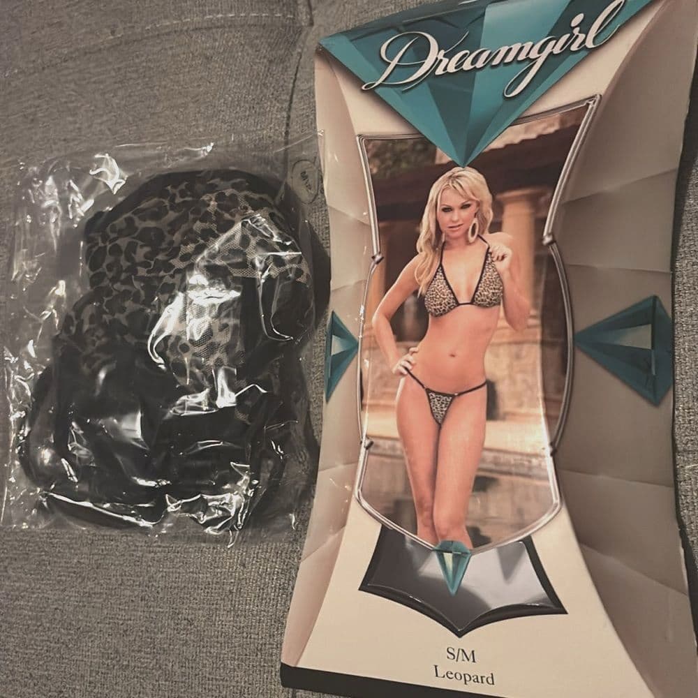 Dreamgirl: Sheer Leopard Lycra Net Bikini Top & Lined G-String Bottom​ S/M - Thumbnail 7