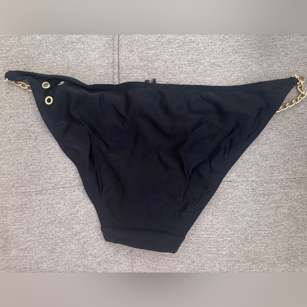 Forplay 2 Piece Black Gold Grommet and chain Bikini Set