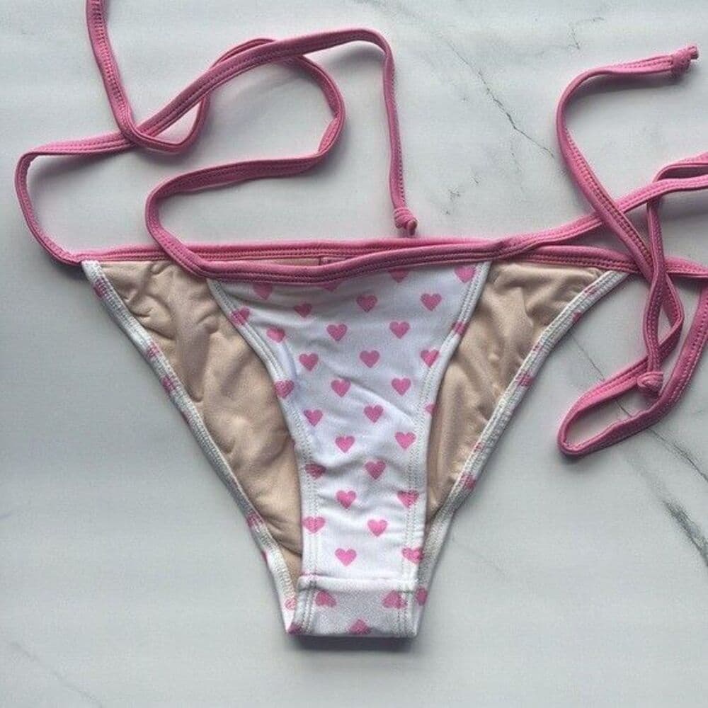 Leg Avenue Hot Pink & White Heart String Bikini Set Large - Thumbnail 3