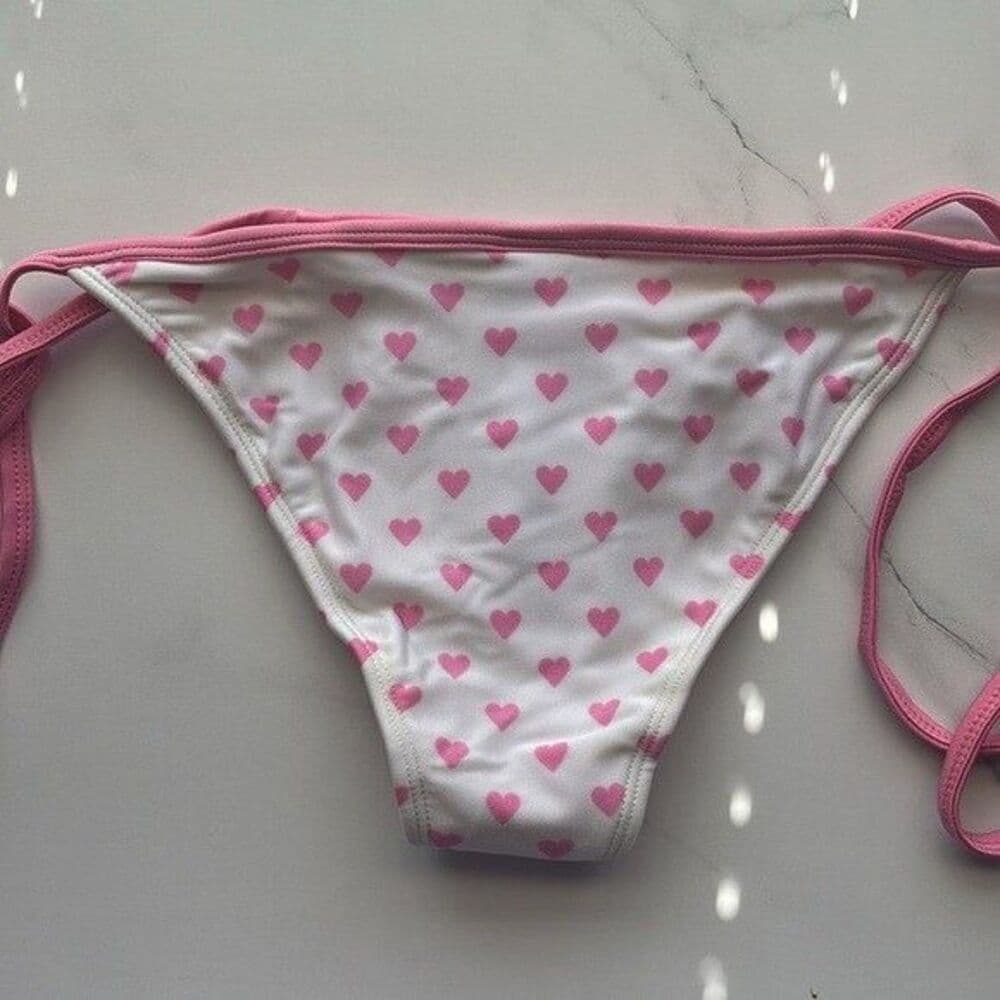 Skinnydip Leg Avenue Pink Heart String Bikini Set Small Cheeky Y2K Barbie - Thumbnail 4