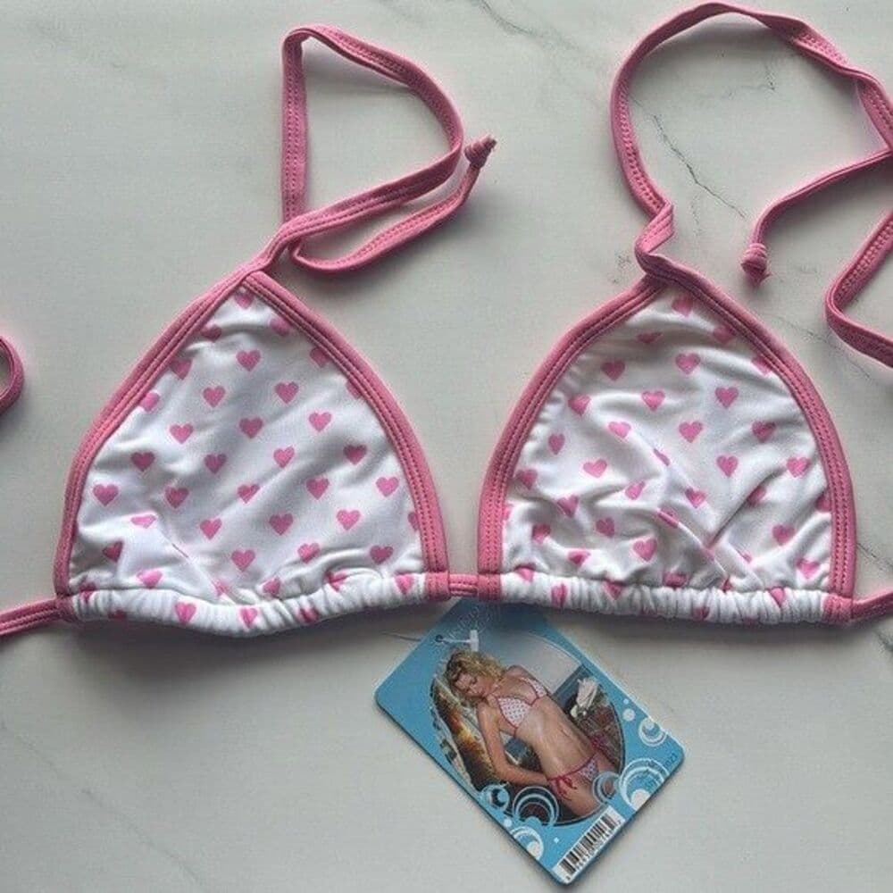 Skinnydip Leg Avenue Pink Heart String Bikini Set Small Cheeky Y2K Barbie - Thumbnail 2