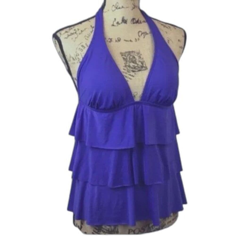 Kenneth Cole: Women’s Tiered Tankini Swim Top - Cobalt Blue, Size Small - Thumbnail 2