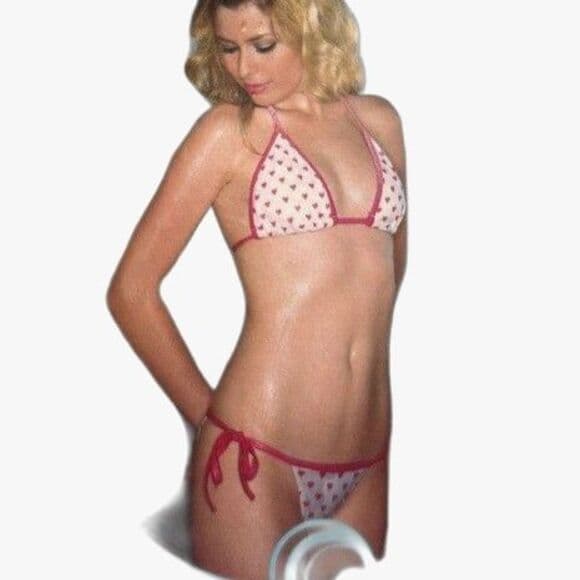 Skinny Dip Leg Avenue Pink Heart String Bikini Size Medium Y2K Barbie - Thumbnail 6