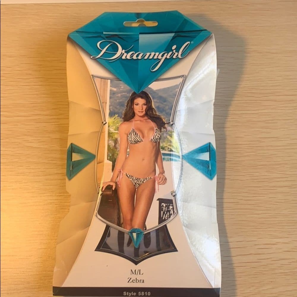 Dreamgirl Zebra Print Triangle Bikini Set Size M/L New With Tags Sexy Swimwear - Thumbnail 2