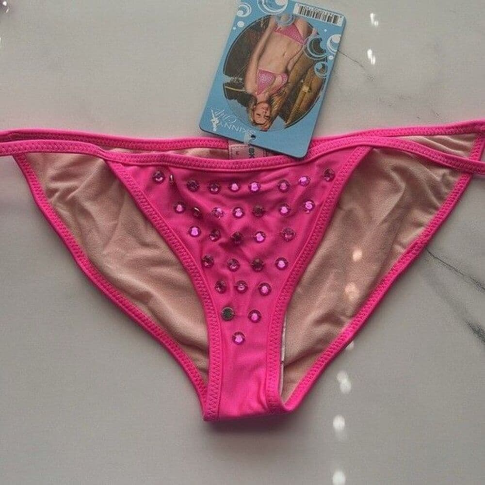 Skinny Dip/Leg Avenue: Bejeweled Hot Pink Halter Top & Bikini Bottom Size:Small - Thumbnail 2