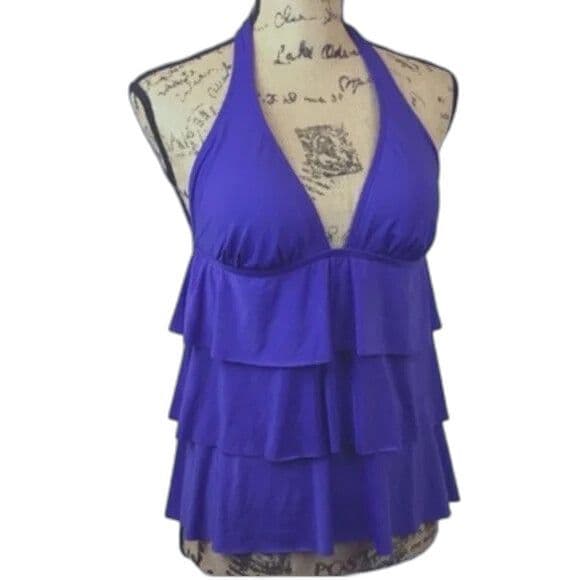 Kenneth Cole: Women’s Tiered Tankini Swim Top - Cobalt Blue, Size Small - Thumbnail 3