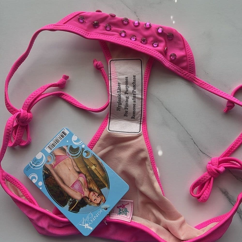 Skinny Dip: Bejeweled Hot Pink Halter Top & Bikini Bottom Set Size S/M​ - Thumbnail 5