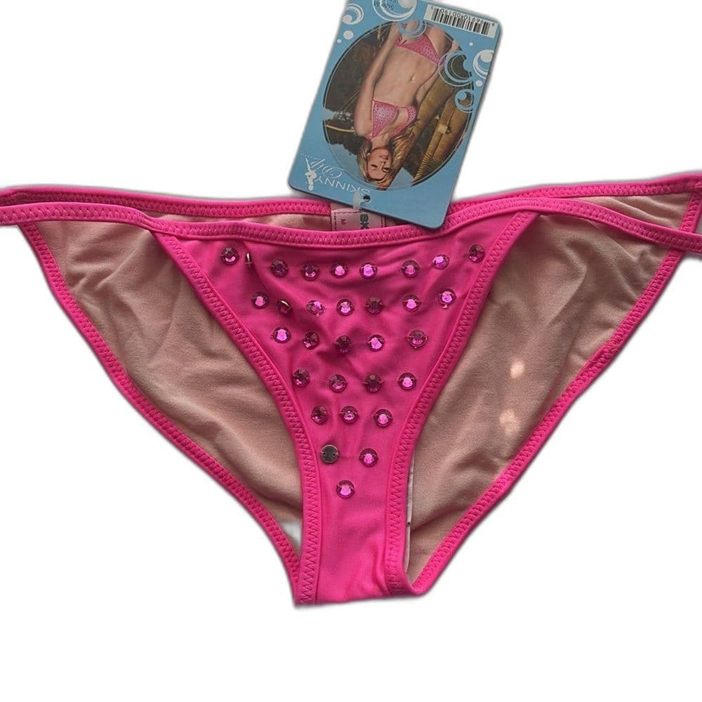 Skinny Dip: Bejeweled Hot Pink Halter Top & Bikini Bottom Set Size S/M​ - Thumbnail 3