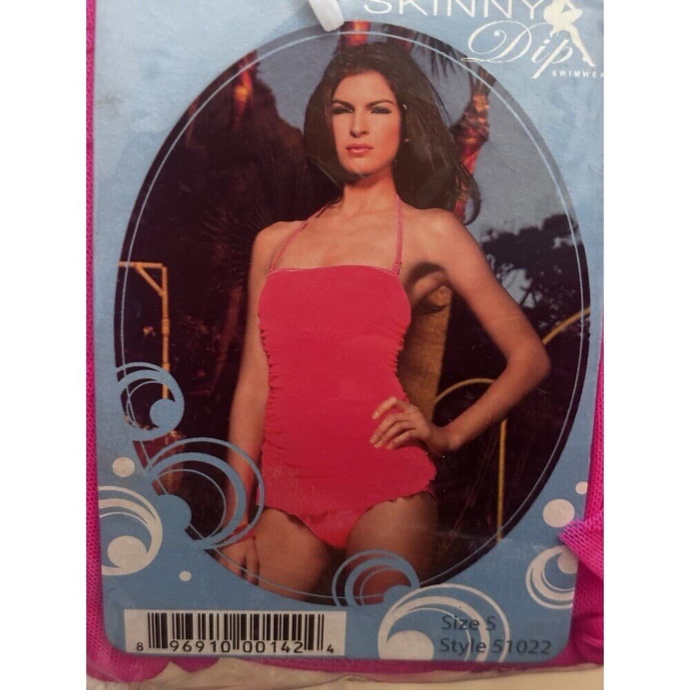 Skinny Dip Swimwear Ruched Mesh Halter Maillot Swimsuit - Large