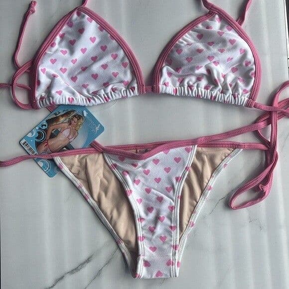 Skinnydip Leg Avenue Pink Heart String Bikini Set Small Cheeky Y2K Barbie - Thumbnail 6