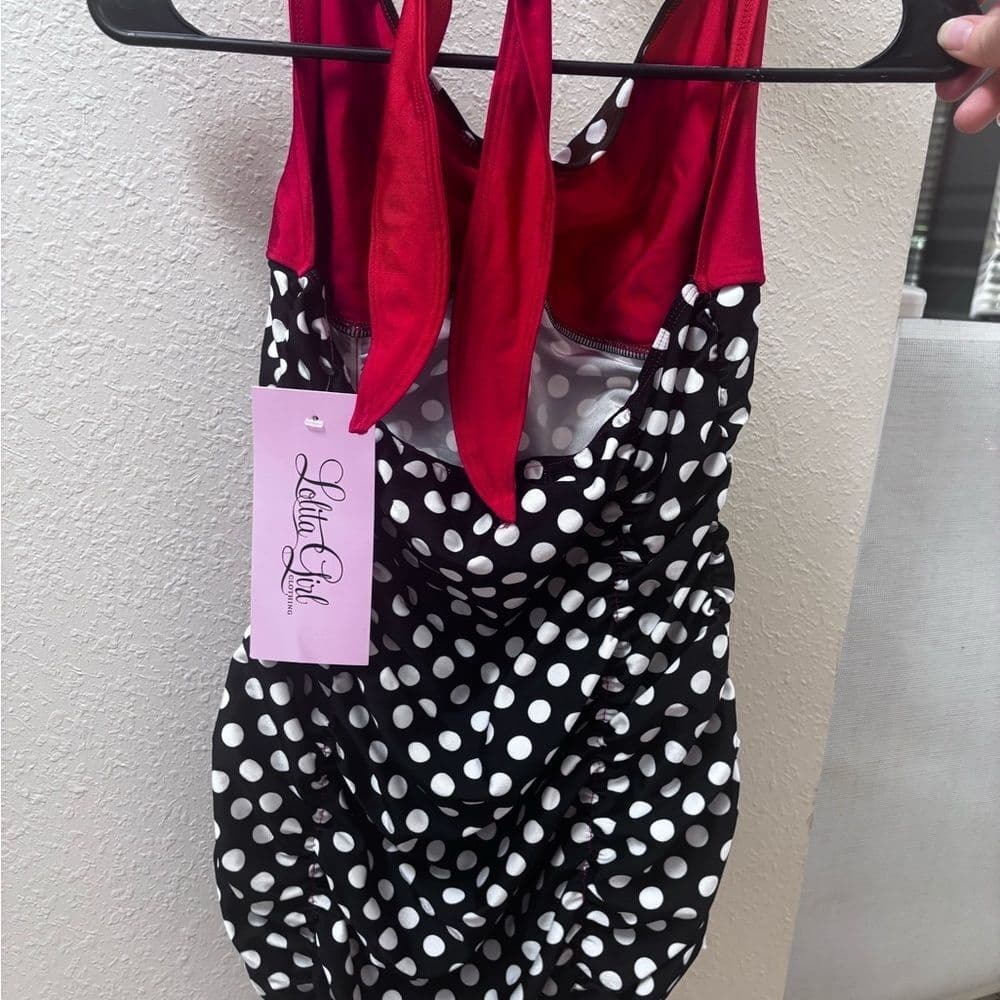 Lolita Girl Retro Pin-Up Bikini – Black White Polka Dot 2-Piece Swimsuit​ - Thumbnail 2