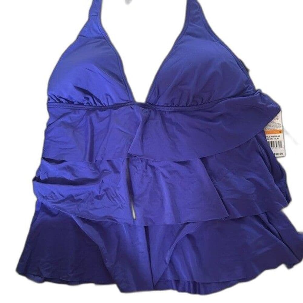 Kenneth Cole: Women’s Tiered Tankini Swim Top - Cobalt Blue, Size Small