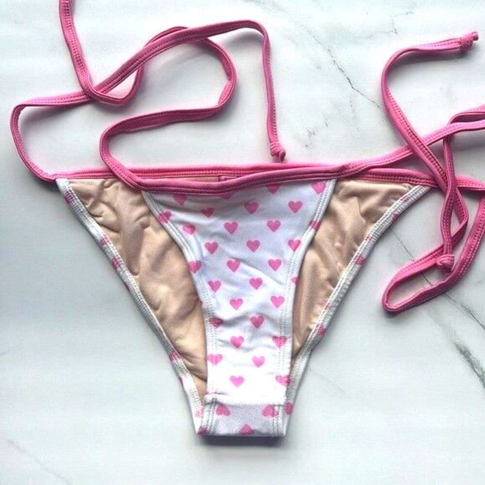 Skinny Dip Leg Avenue Pink Heart String Bikini Size Medium Y2K Barbie - Thumbnail 3