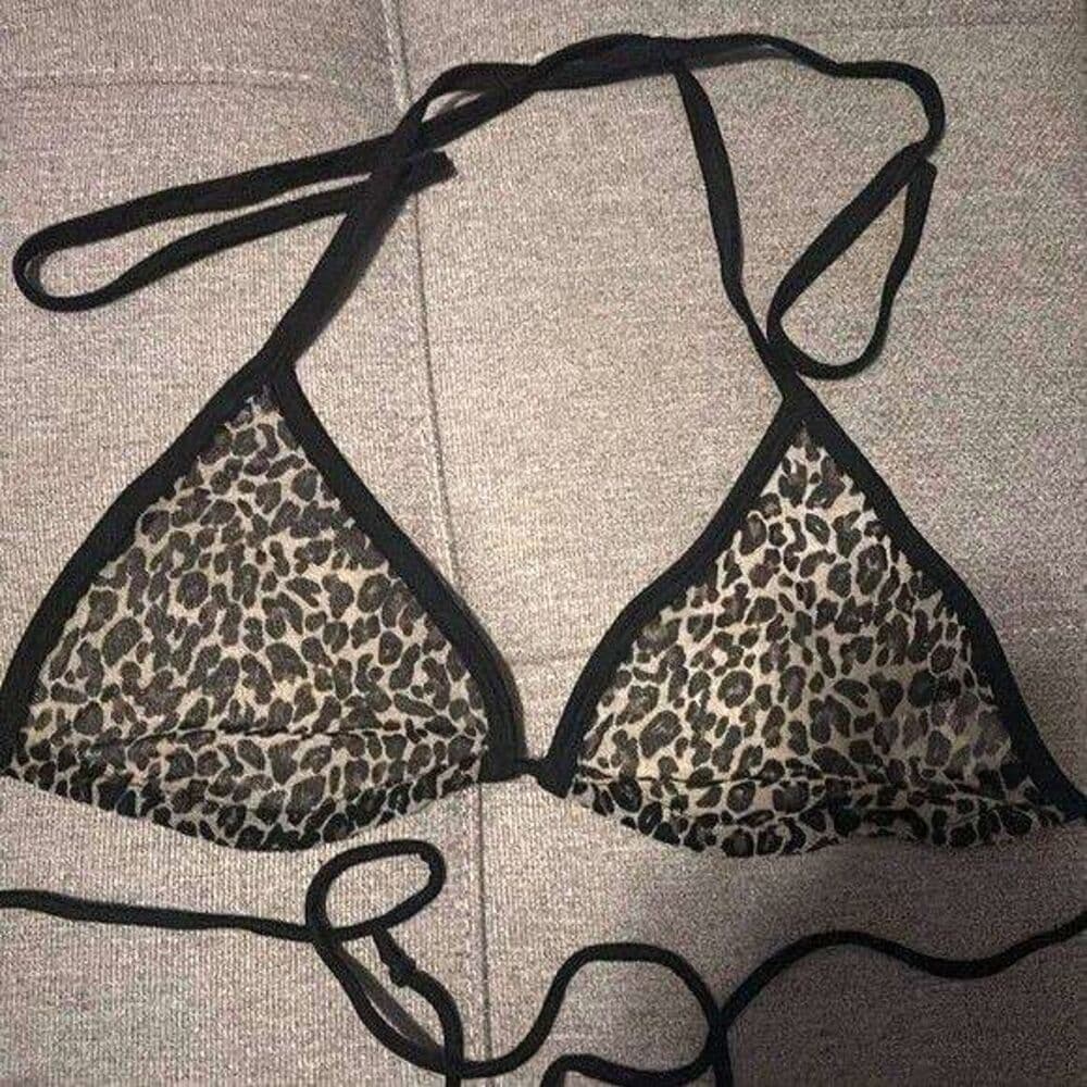 Dreamgirl: Sheer Leopard Lycra Net Bikini Top & Lined G-String Bottom Size M/L - Thumbnail 2