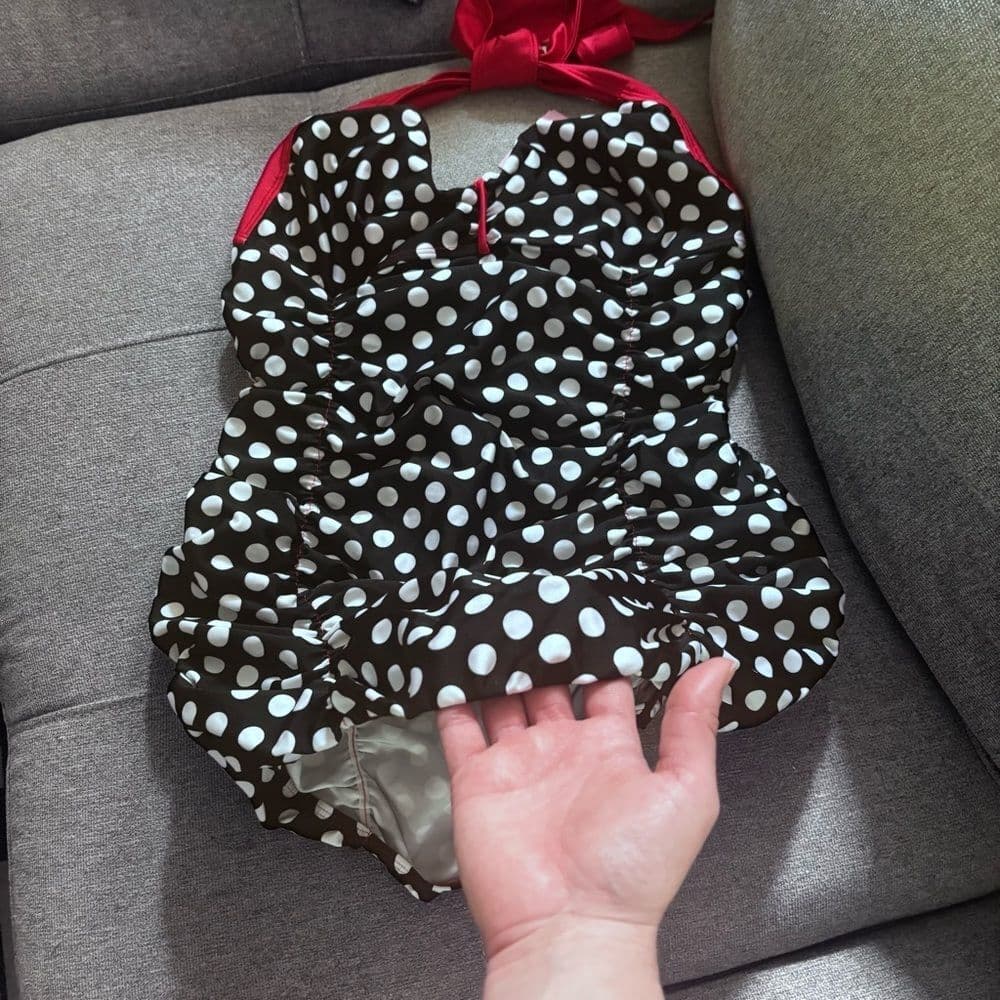 Lolita Girl Retro Pin-Up Bikini – Black White Polka Dot 2-Piece Swimsuit​ - Thumbnail 7