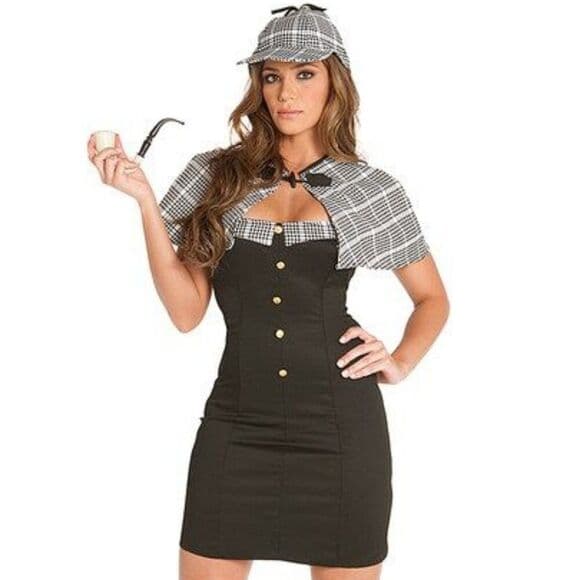 Elegant Moments Sassy Detective Costume | 4pc Halloween Cosplay Set - Size L - Thumbnail 4