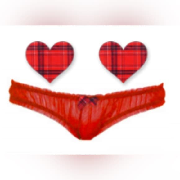 Bristol Six Plaid Nippies & Red Thong Set - Thumbnail 6