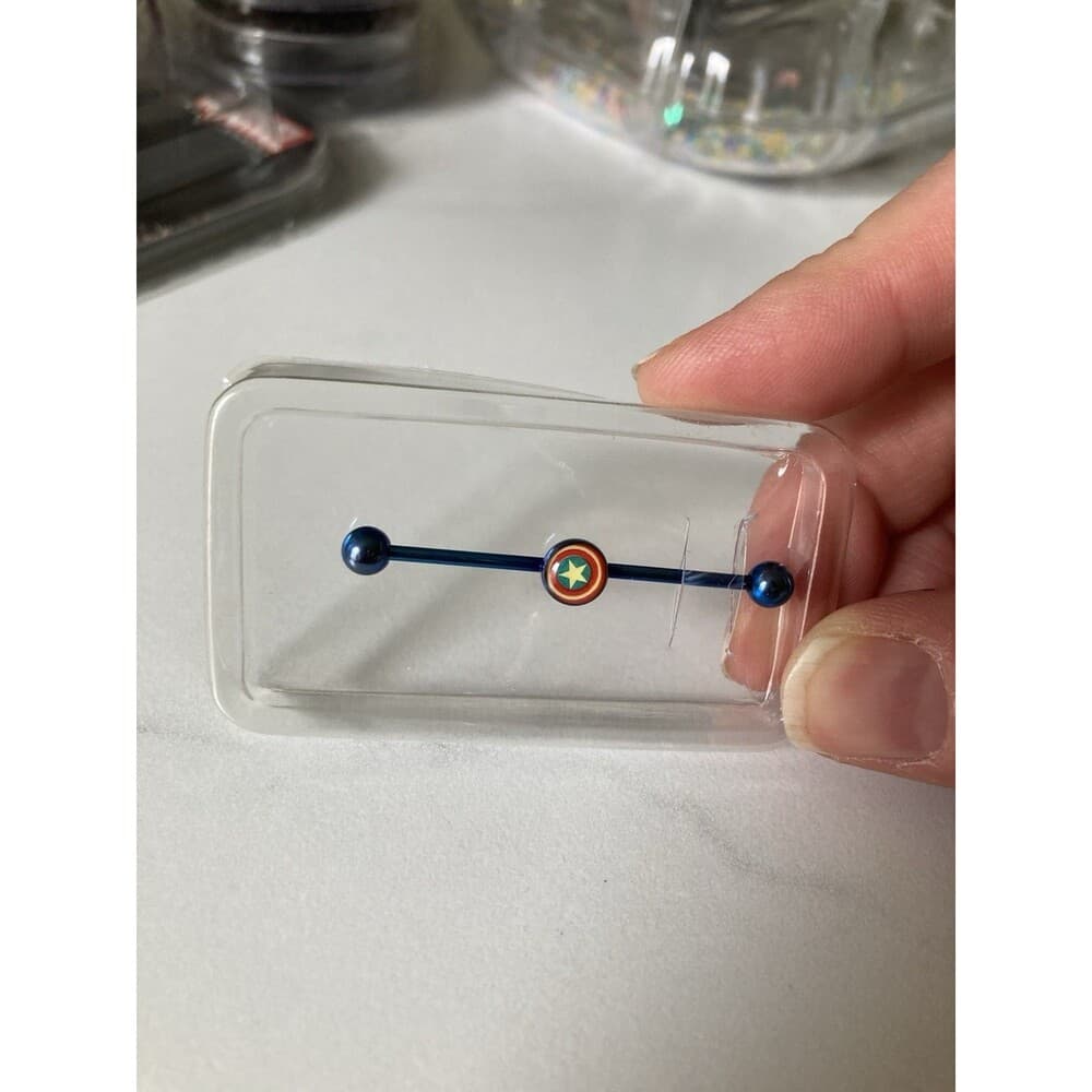 Body Vibe Captain America Industrial B 14G Surgical Steel Licensed Body Piercing - Thumbnail 2