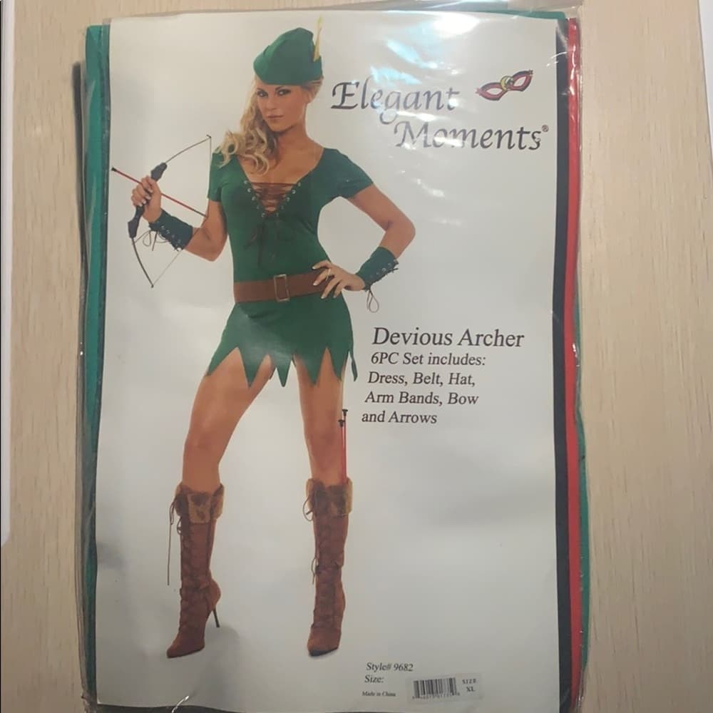 Sexy Archer Costume - Mini Dress, Belt, Wristbands & Hat​