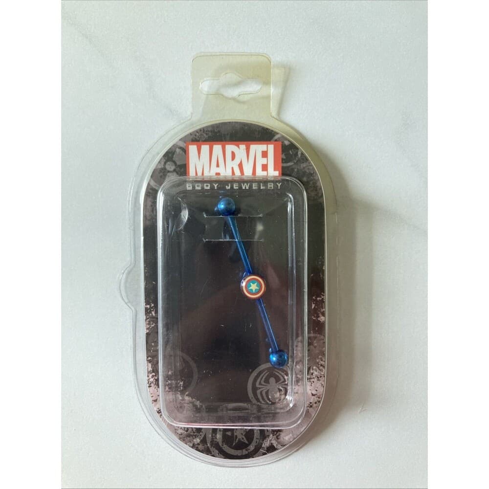 Body Vibe Captain America Industrial B 14G Surgical Steel Licensed Body Piercing - Thumbnail 5