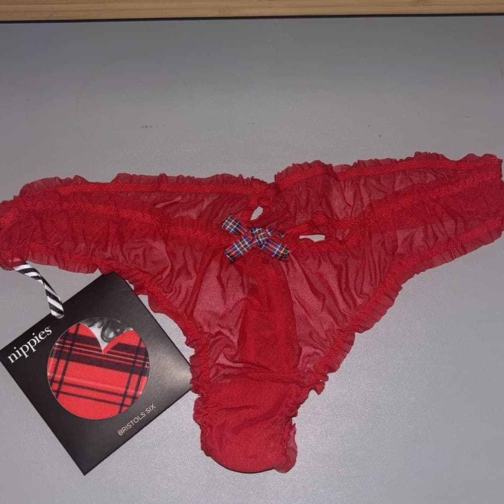 Bristol Six Plaid Nippies & Red Thong Set