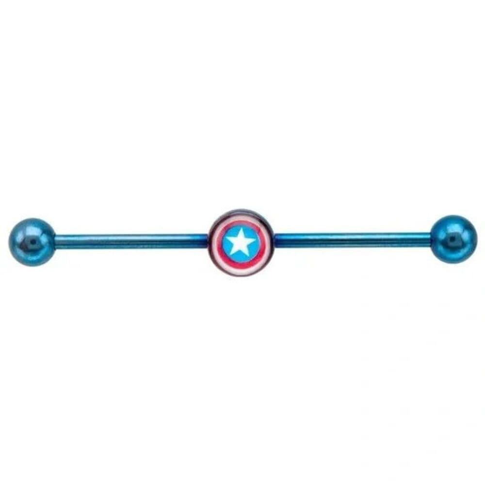 Body Vibe Captain America Industrial B 14G Surgical Steel Licensed Body Piercing - Thumbnail 6
