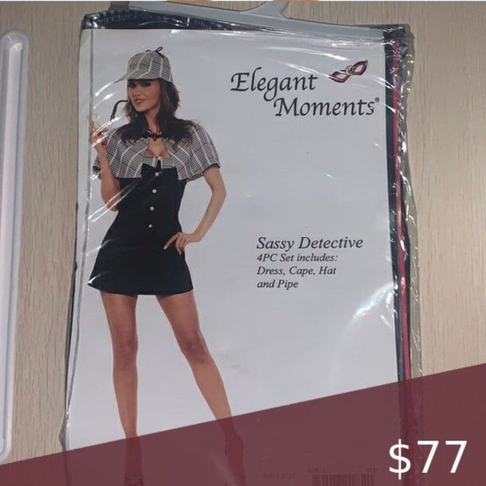 Elegant Moments Sassy Detective Costume | 4pc Halloween Cosplay Set - Size L - Thumbnail 2