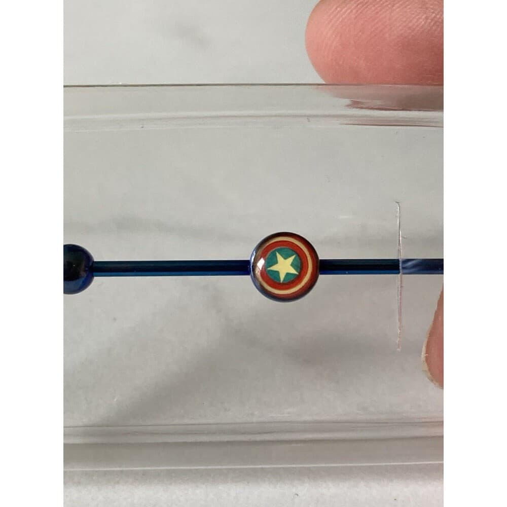 Body Vibe Captain America Industrial B 14G Surgical Steel Licensed Body Piercing - Thumbnail 3