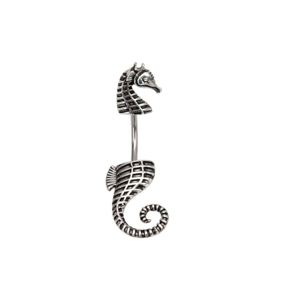 Mystical Seahorse Dangle Navel Ring 14G Belly Button Piercing – Bronze Finish - Thumbnail 2