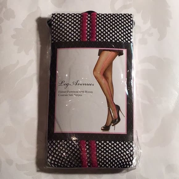Leg Avenue: Fishnet Pantyhose with Contrast Stripe​ - Thumbnail 3