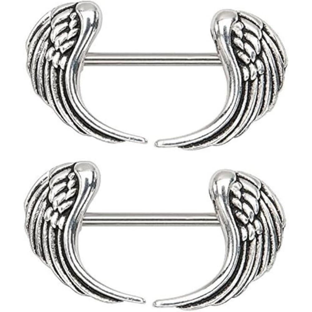 Angel Wings Nipple Shield Piercing 14G Stainless Steel Barbell - Single Bar Only