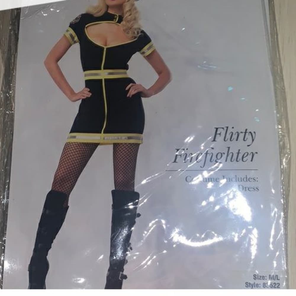 Leg Avenue Flirty Firefighter Costume Dress | Halloween Cosplay Set - Thumbnail 2