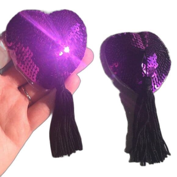 Bristols Six: Nippies GOLD Burlesque Sweetheart Sequin Tassel Pasties - Thumbnail 6