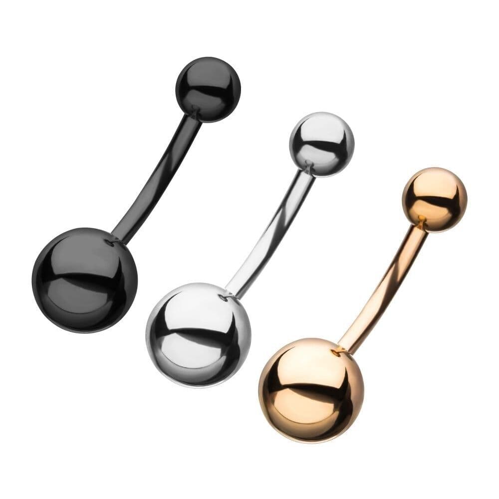 Black PVD Surgical Steel Navel Barbell 14g 7/16” - Thumbnail 2