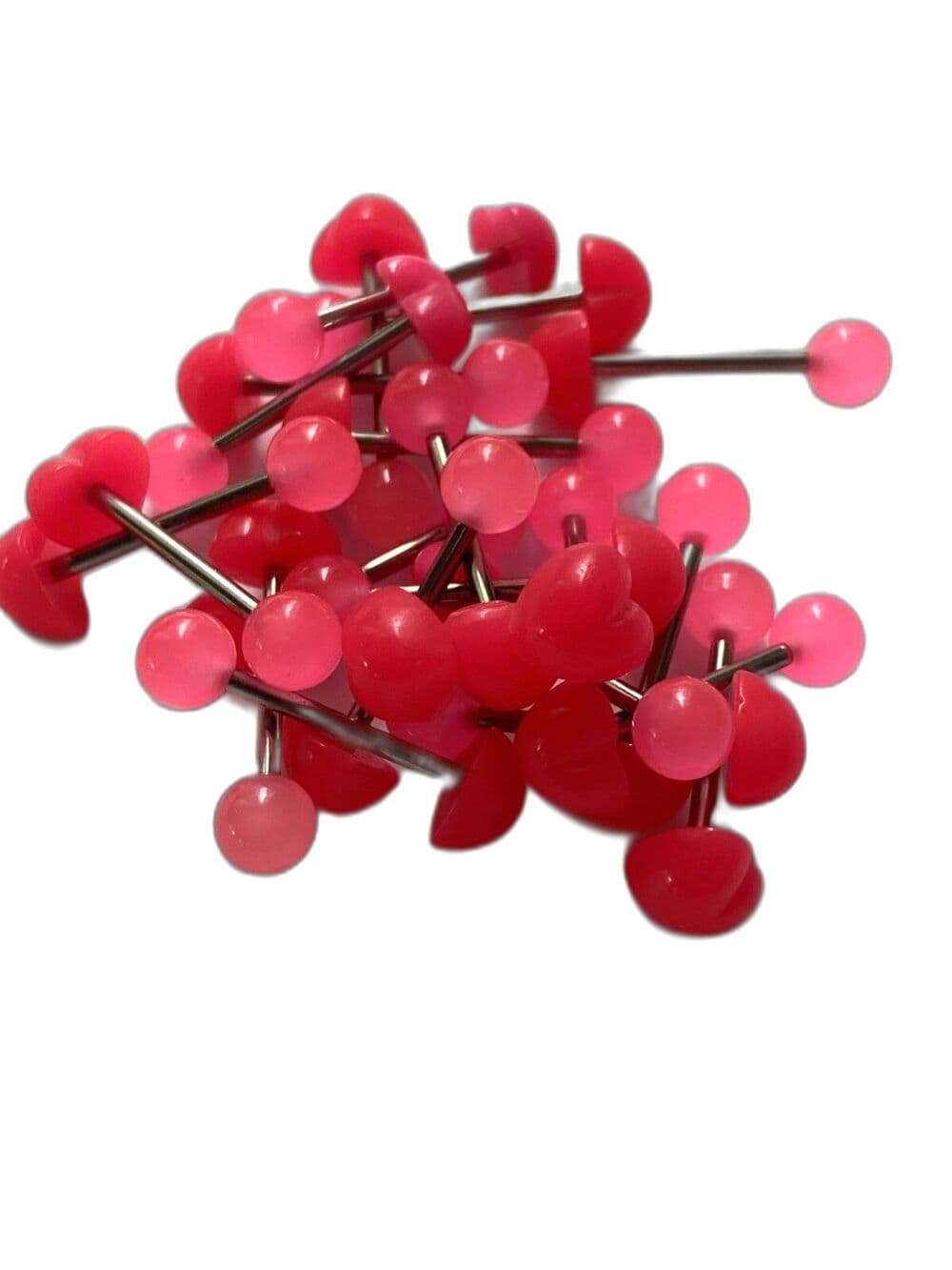 5-Pack UV 3D Heart Tongue Rings - Hollywood Body Jewelry - Thumbnail 2