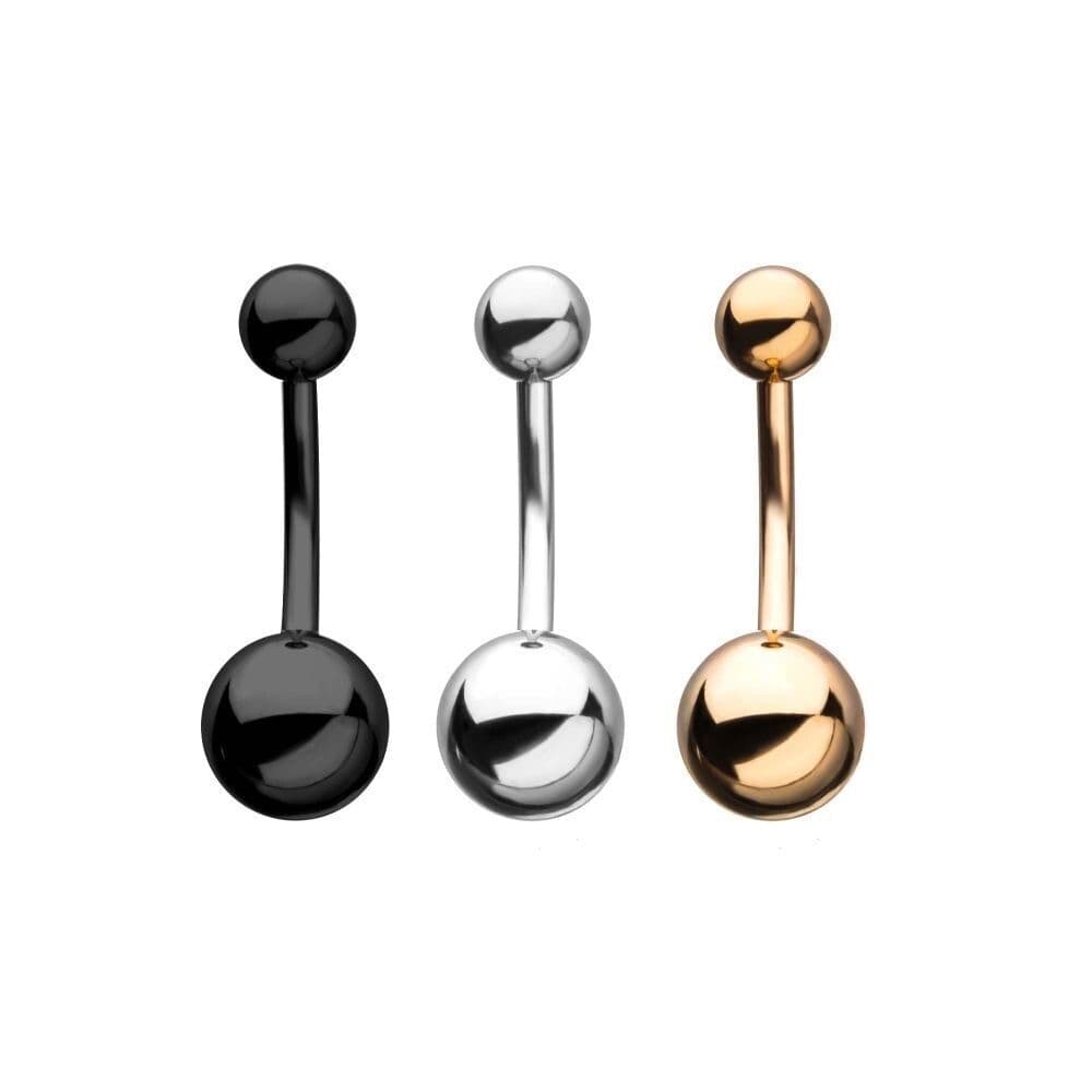 Black PVD Surgical Steel Navel Barbell 14g 7/16”